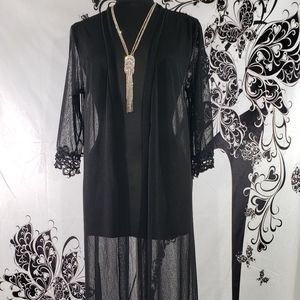 Women Mesh with Lace Duster